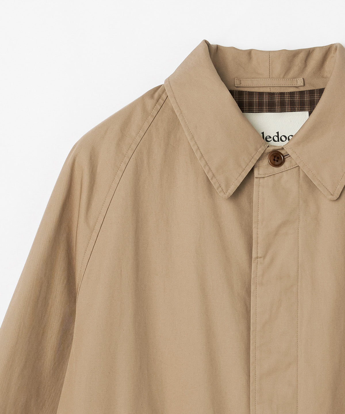 Cotton Gabardine One-piece collar raglan coat