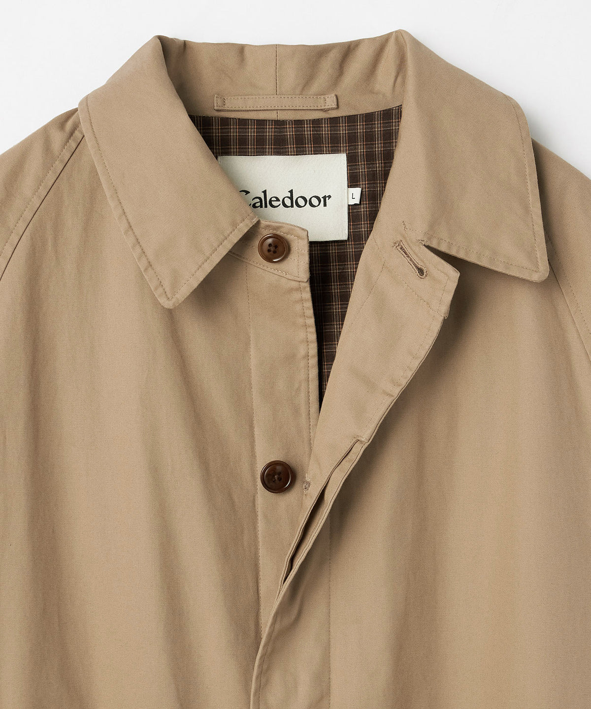 Cotton Gabardine One-piece collar raglan coat
