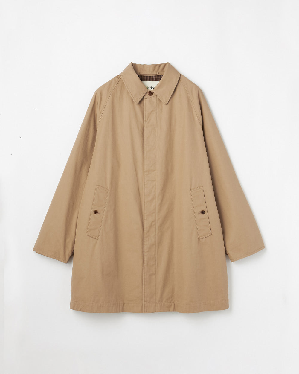 Cotton Gabardine One-piece collar raglan coat