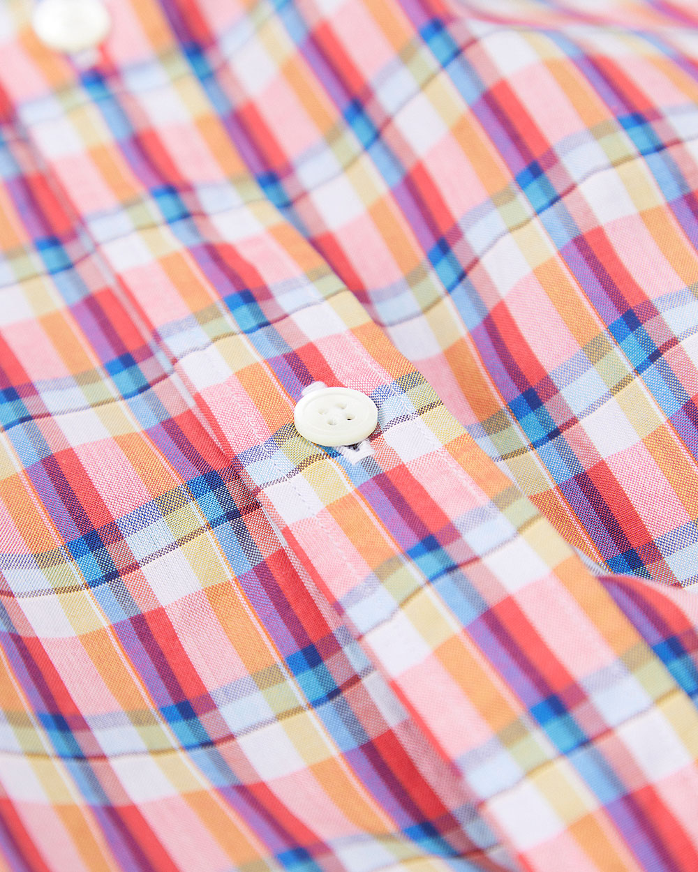Grandad Collar Multicolor Check Shirt